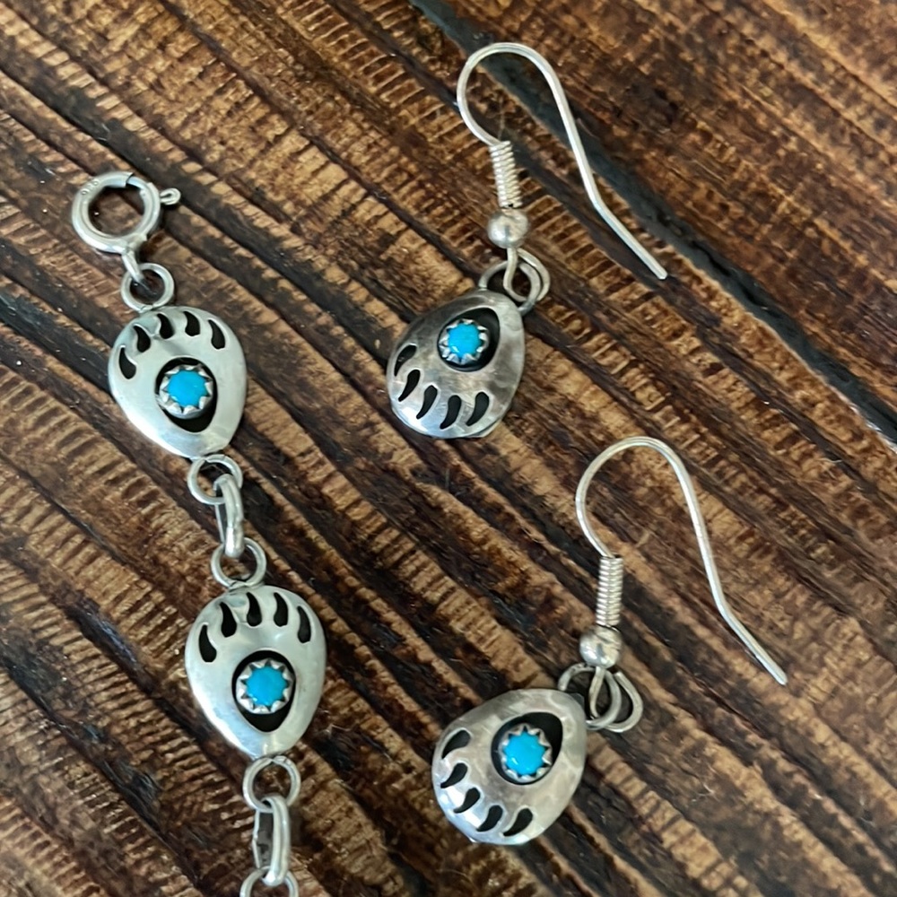 Turquoise and Silver Bracelet and matching Earings